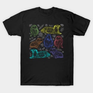 Colorful capybaras and tropical leaves T-Shirt